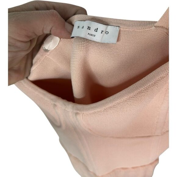 Sandro Roxette Bustier Midi Dress In Blush Size EU 40 US 10 Classic Date Night - Picture 7 of 16